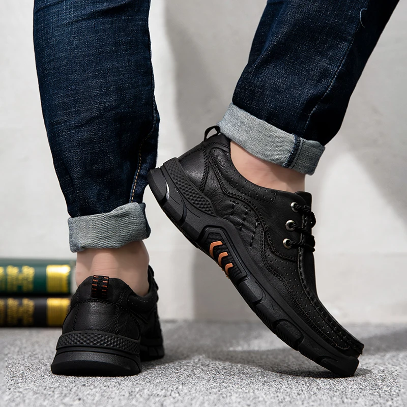 Мужская обувь кожаные ботинки кэжуал 2020 Осенняя мужская для отдыха из