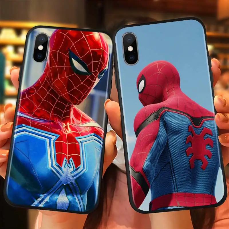 Marvel Spiderman hero for Apple iPhone 12 Pro Max Mini 11 Pro XS Max X XR 6S 6 7 8 Plus 5S SE2020 Soft Black Phone Case