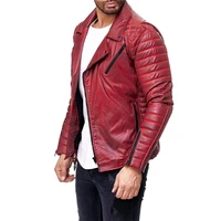 2021 motorcycle leather jackets mens slim faux leather zipper men red windproof jackets coats