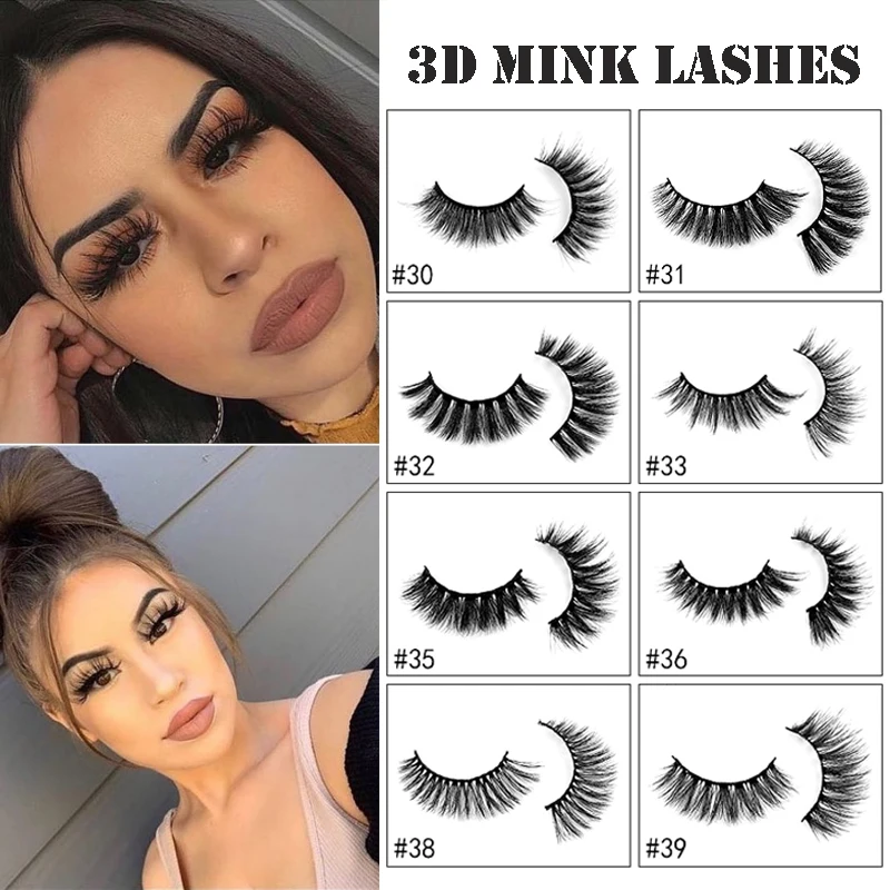

Natural Long 3D Mink False Lashes Reusable Full Strip Fake Eyelashes Soft Fluffy Wispy Mink Eye Lash Makeup Extension Tools