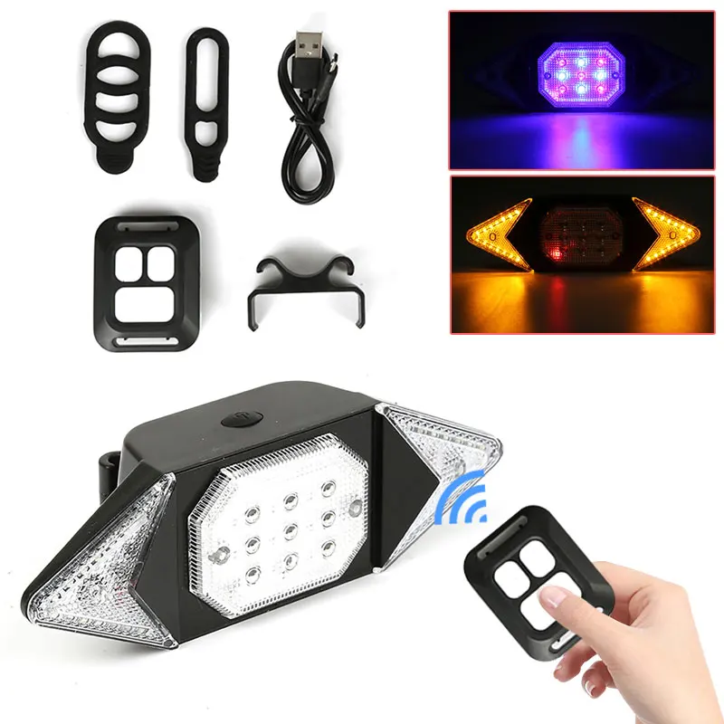 

Bike Rear Tail Laser Turn Signal Light LED Bicycle USB Indicator Wireless Remote MTB Road Cycling Turning Safety Warning Lamp