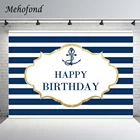Фон для фотосъемки с изображением моряка Mehofond в белую и темно-синюю полоску