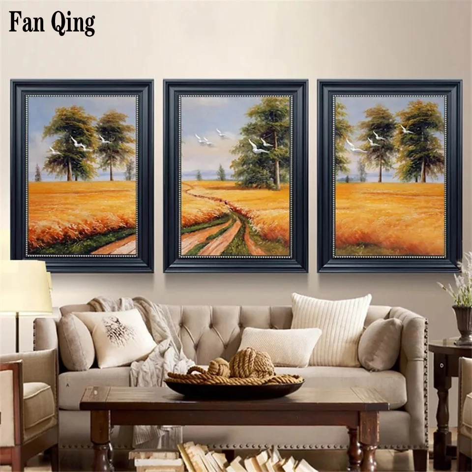

Diy 5d Diamond Painting Golden wheat field dove tree Cross Stitch Full Round square Drill Diamond Embroidery Rhinestone pictures