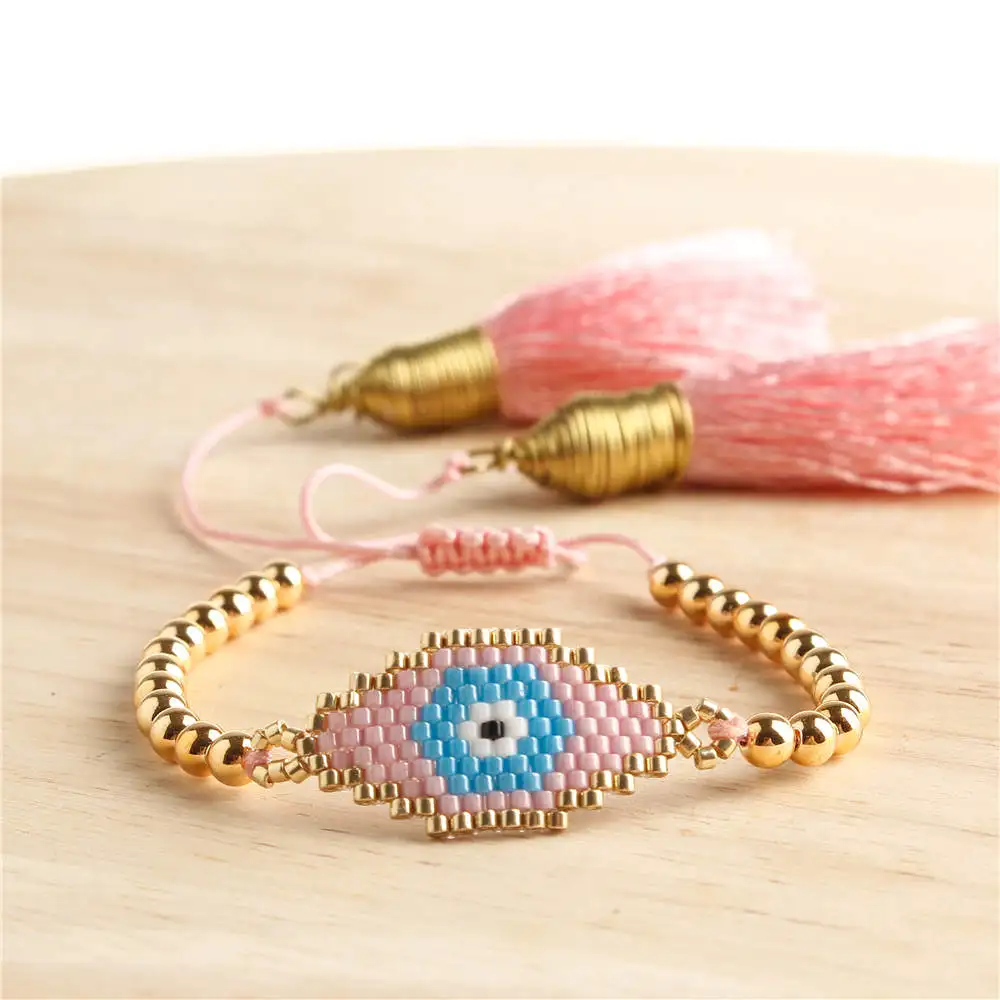 Shinus 10 шт./лот браслет evil eye бусины Miyuki Delica браслеты с кисточкой турецкий глаз Браслеты Mujer Bileklik DIY ручной работы