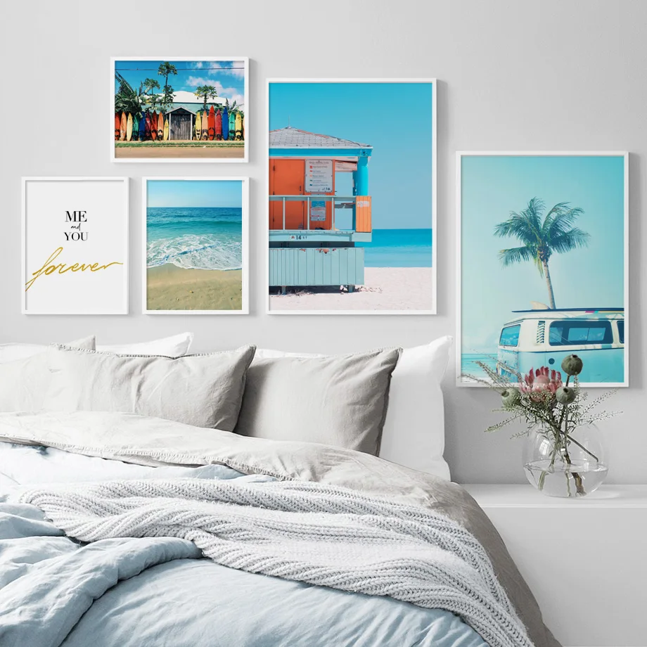 

Beach Surf Seascape Wall Art Canvas Painting Coconut Tree Nordic Posters And Prints Wall Pictures For Living Room Bedroom Decor