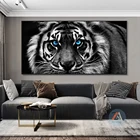 Картина на холсте с голубыми глазами, глазами на голову тигра