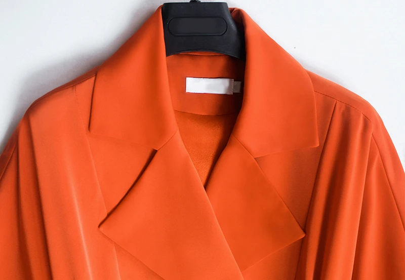 Женский атласный комбинезон CHICEVER Осенний на шнуровке с отложным воротником и