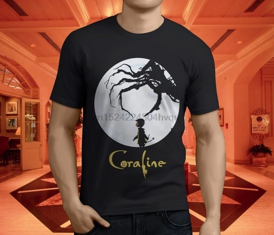 Мужские футболки Coraline черная футболка Классический Логотип Топы Одежда женская |
