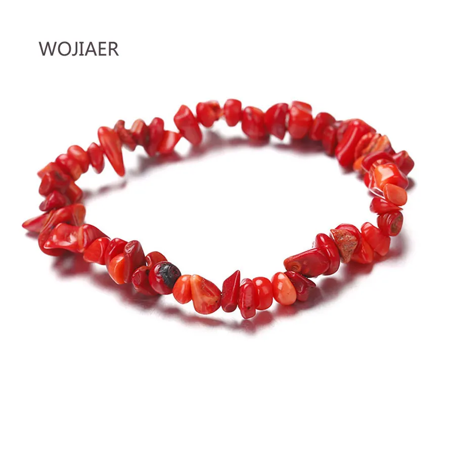 WOJIAER Wholesale Reiki Natural Stone 7 Chakra Bracelets Healing Crystal Bracelet Chipped Gravel Beads Gifts for Women ZBM068 | Украшения и