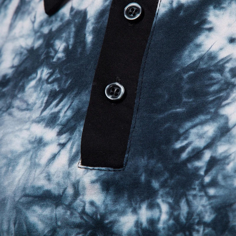 Men's Polo Shirt Casual Male Long Sleeve Tops Printed V-neck Fashion Slim Fit Polos | Мужская одежда