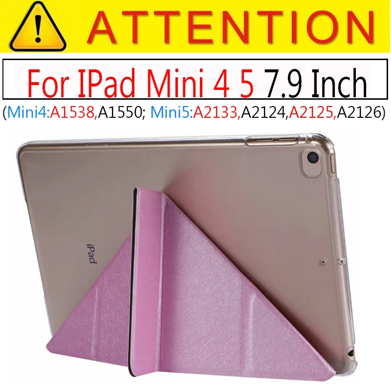 Pink Ультра-тонкий чехол для IPad Mini4 чехол из искусственной кожи чехол-подставка эластичная кожа геометрический флип-чехол для Apple IPad mini 4 чехол Fundas - Цвет: Pink