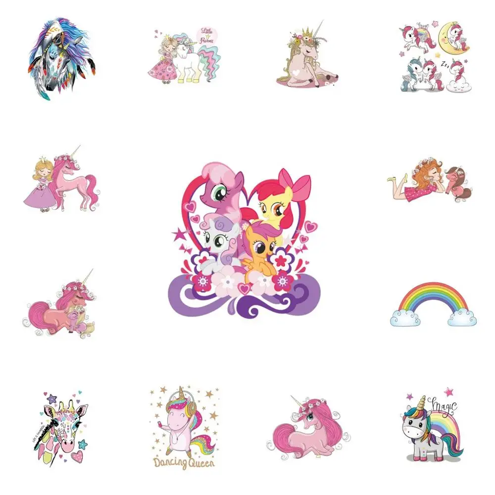 1 шт. железная футболка термонаклейки для детей Одежда DIY Единорог животное