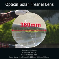 360mm large optical pmma plastic solar fresnel lens long focal length big solar energy concentrator cooker magnifier