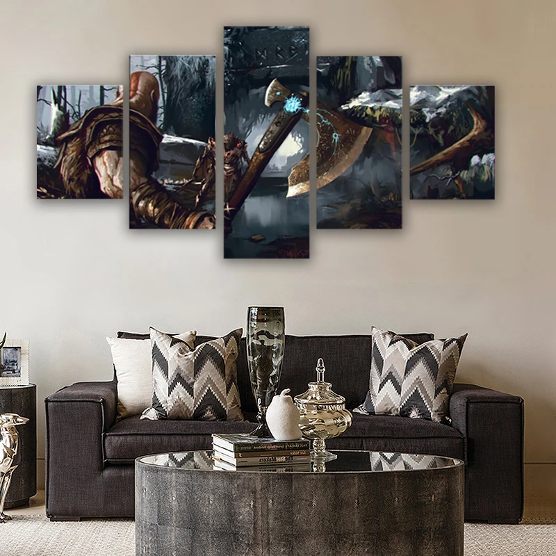 

Home Decoration Wall Art Canvas Paintings 5 Pieces God War Pictures Hd Prints Modern Game Poster For Living Room Modular Framed