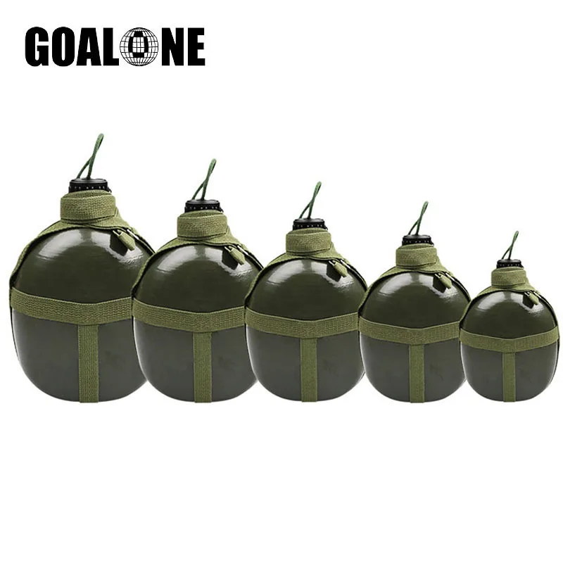 Алюминиевая военного стиля фляга 1/1.5/2/2.5/3л с портативным ремнем-футляром из нейлона для походов на открытом воздухе, езды на велосипеде.