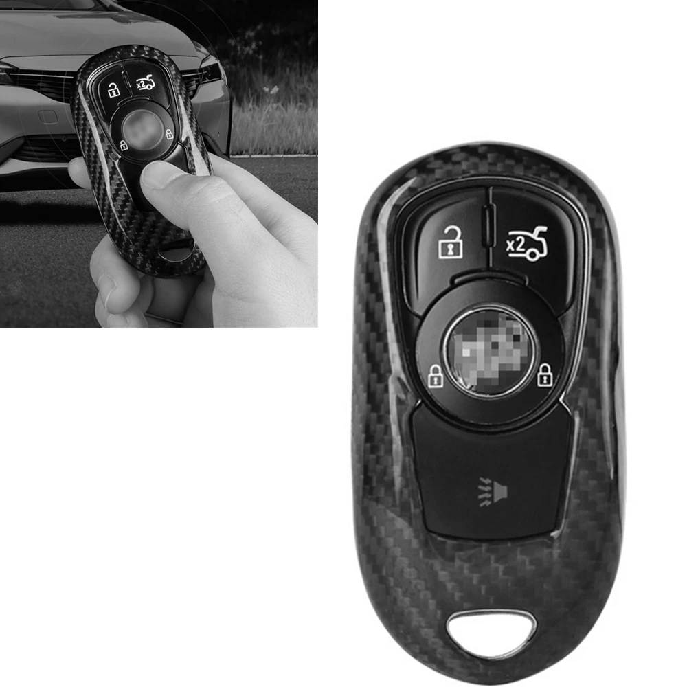 

Black Real Carbon Fiber Car Key Case Fob Cover For Buick Encore Verano Enclave Regal GL8