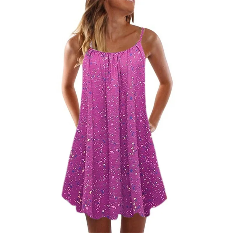 

Big Swing Loose Beach Dress Women 2021 Summer Boho Dress Sexy Sleeveless Floral Print Plus Size Casual Mini Dress Vestidos S-5XL