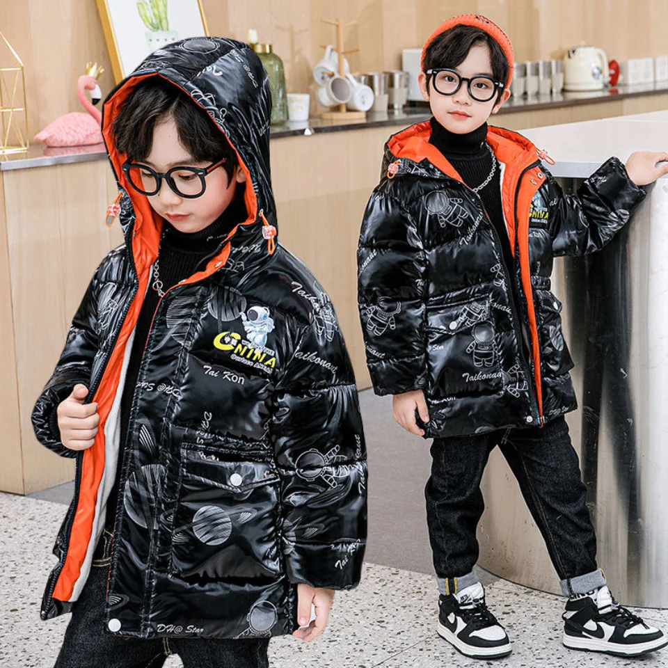 Купи 3 4 5 6 7 8 10 Years Boy Jacket Winter Heavy Hooded Kids Windbreaker Coat Keeping Warm Resist The Severe Cold Children Outerwear за 2,018 рублей в магазине AliExpress