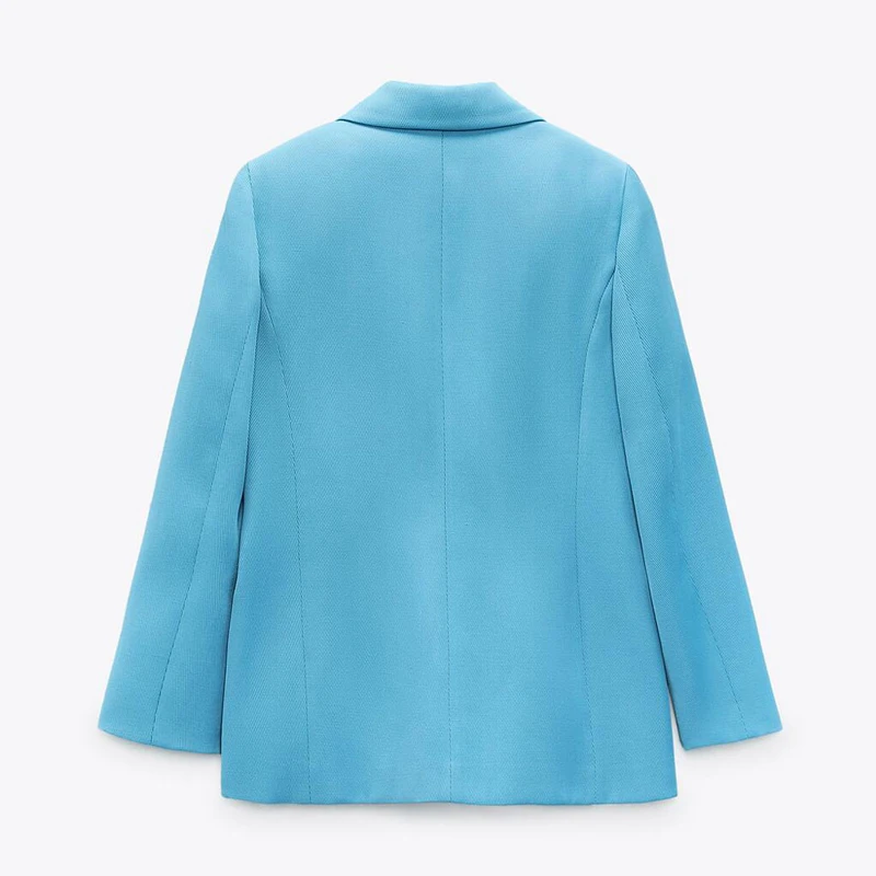 

ZAAHONEW 2021 New Spring Autumn Women Fashion Pocket Jacket Coat Vintage Long Sleeve Double Breasted Female Wear Chic Blazer