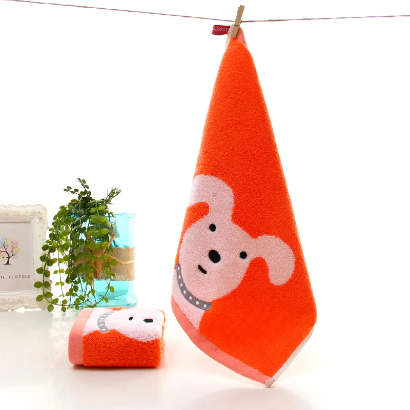 Cotton Twistless Yarn-dyed 34*34 Puppy Head Cartoon Hook Kindergarten Children's Towel | Дом и сад