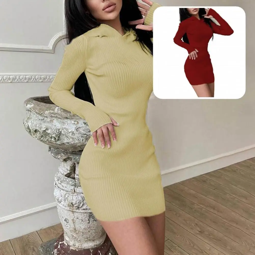 

Chic Mini Dress Long Sleeve Thicken Lightweight Comfortable Touch Party Dress