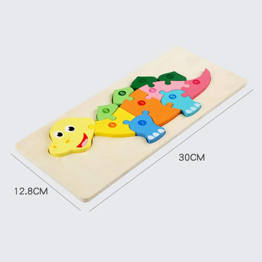 

Creative Wooden Dinosaur Giraffe Animal Number Puzzle Block Children Kids Early Educational Toy