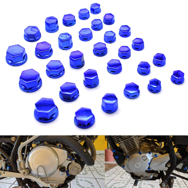 

30Pcs/set Motorcycle Universal Screw Nut Cover Cap Bolt Decoration For MT15 R1 FZ1 XJ6 Z900 MT07 RC650 mt660 nmax125 ninja300 R6