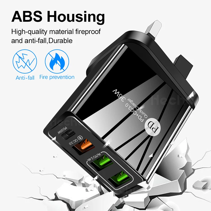 

Quick Charge 3.0 PD USB Charger Universal 36W USB Type C Fast Charging Power Adapter For iPhone 12-8 Xiaomi Huawei Mobile Phone