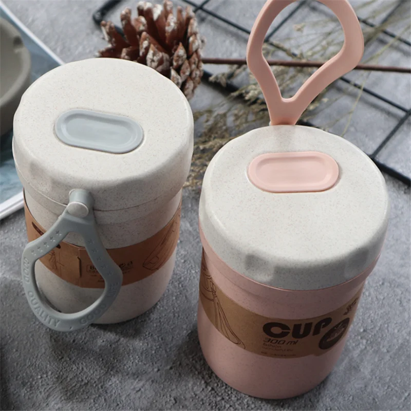 300 мл портативный герметичный Ланч-бокс экологически чистая круглая чашка для