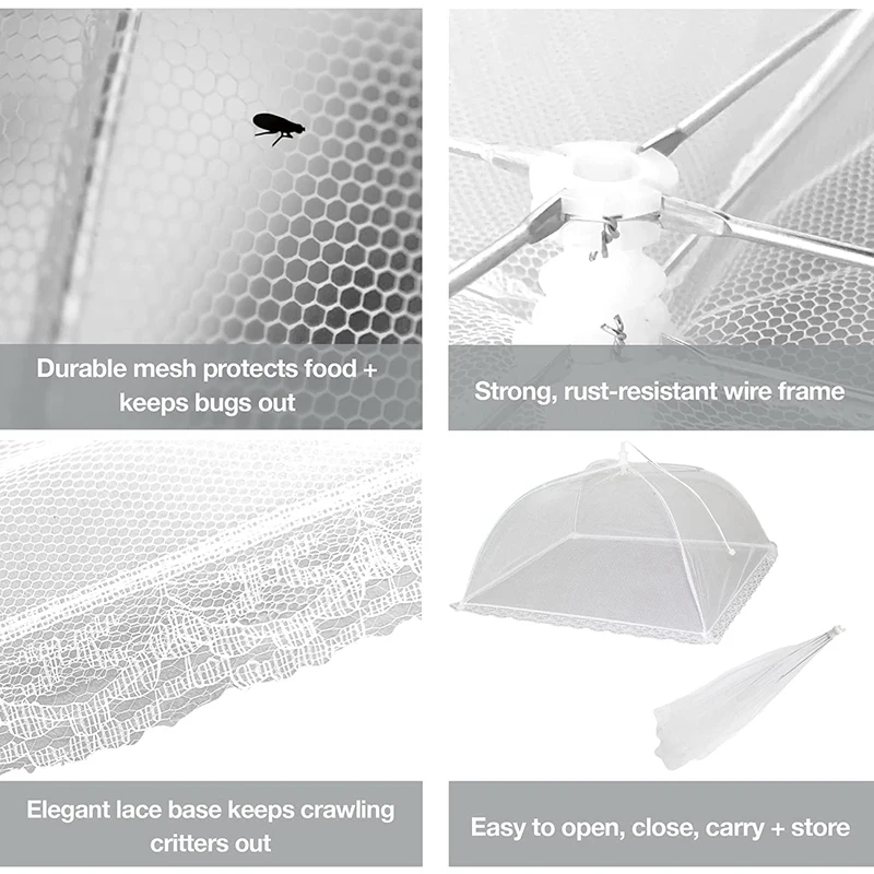 

Mesh Food Cover Set,2 Jumbo(44X20Inch)& 4 Large(17X17Inch) -Up Food Tents/Food Covers,Reusable/Collapsible