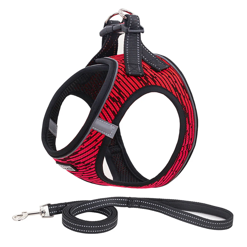 

Samll Dog Flyknit Collar Harness Vest Cat Lead Reflective with Pet Leash Puppy Accessories Things For Dogs Supplies Breast-band