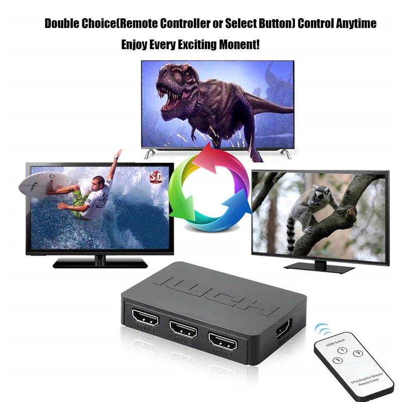 Новинка-3 в 1 HDMI разветвитель 3 порта концентратор автоматический переключатель 3X1