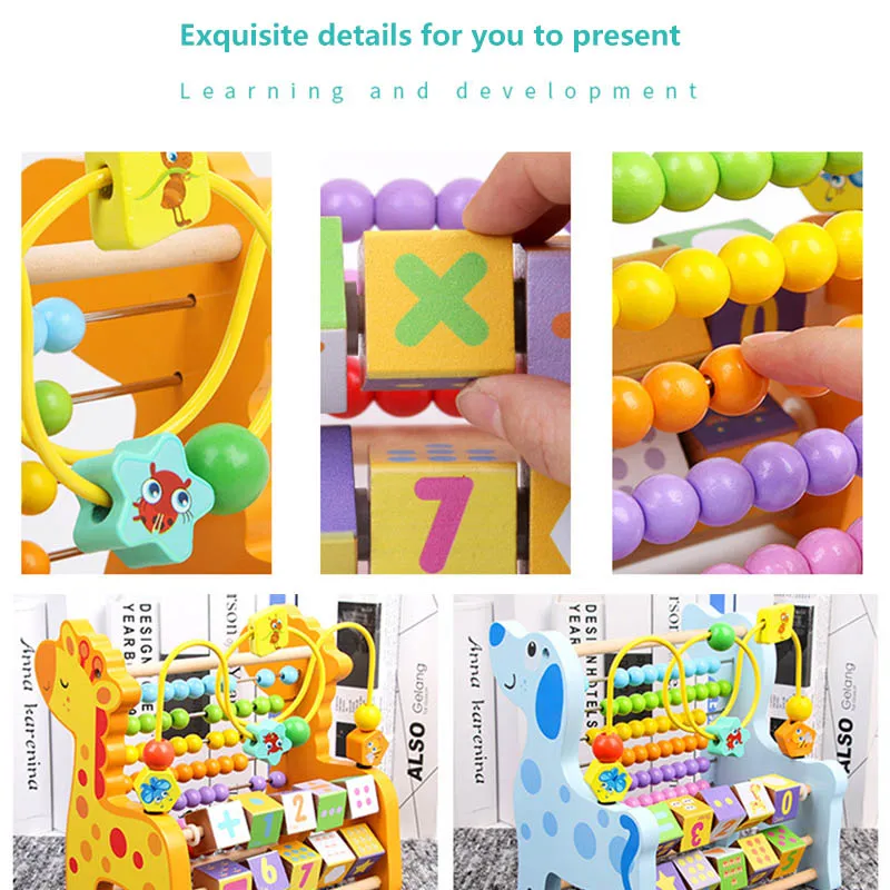 

Wooden Math Toys Multifunction Abacus Toy Round beads puzzle toy Montessori Around Beads Learning Teaching Aids Educational Gift