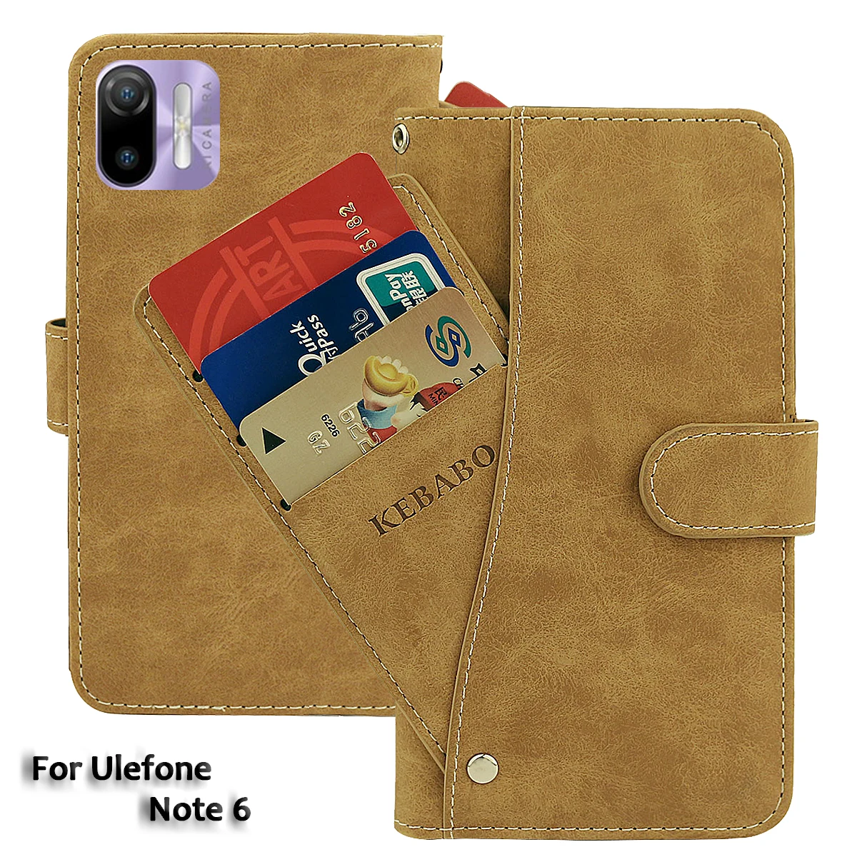 

Vintage Leather Wallet Ulefone Note 6 Case 6.1" Flip Luxury Card Slots Cover Magnet Phone Protective Cases Bags