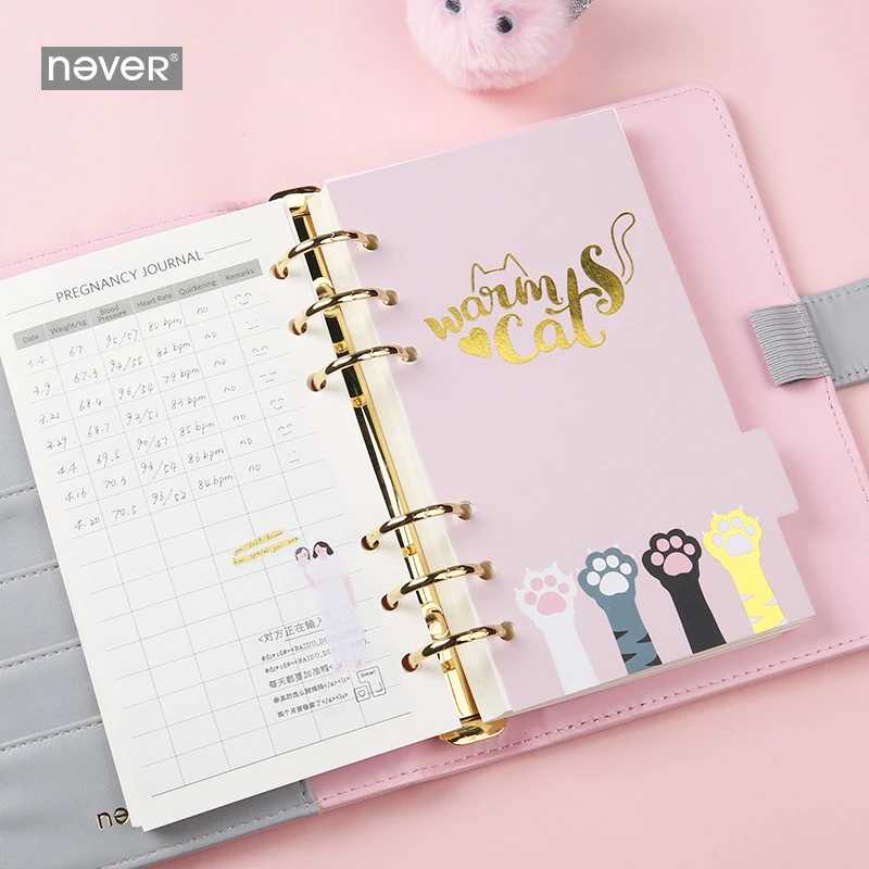 Спиральная записная книжка Never Cute Kitty Cat в Корейском стиле, ежедневник A6, органайзер в сетку, в горошек, наполнитель, бумага для школьников, подарок, канцелярские принадлежности