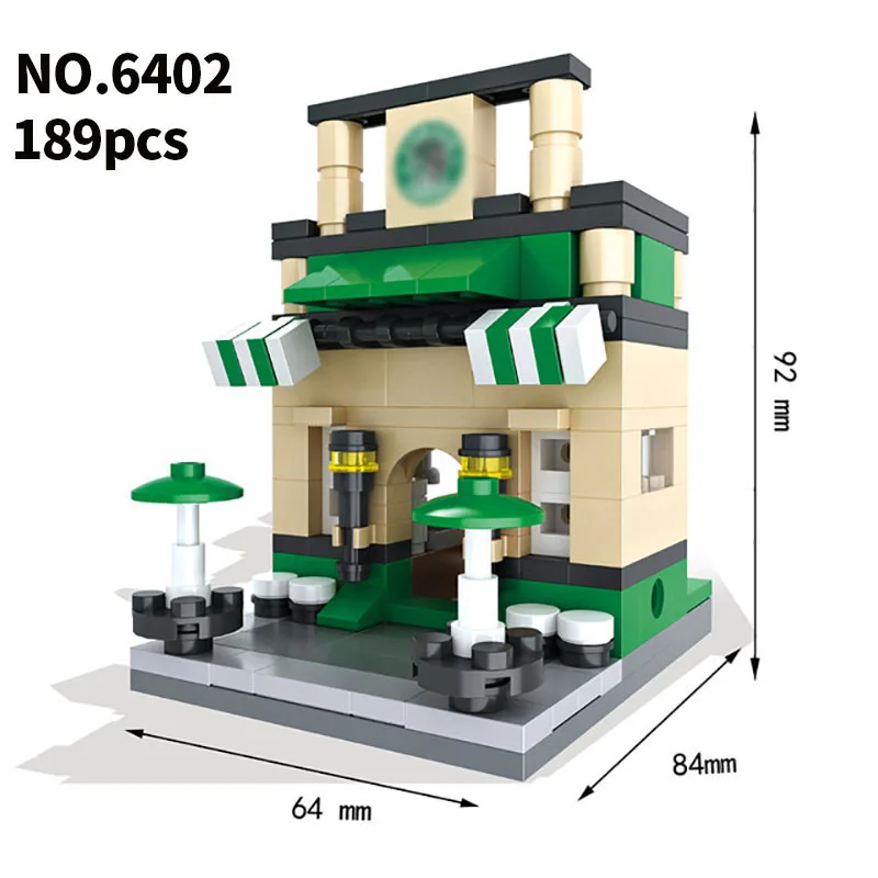 Городской мини уличный вид 3D модель строительные блоки KFEC кафе яблоко розничный