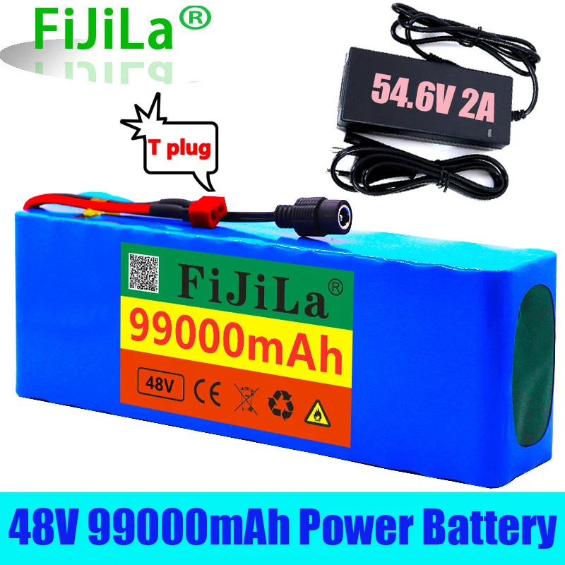 

48v 99ah 1000W 13s3p 48V комплект литий-ионный батарей T plug для электрического велосипеда и скутера 54,6 V. Двигатель, с зарядным устройством BMS + 54,6 в