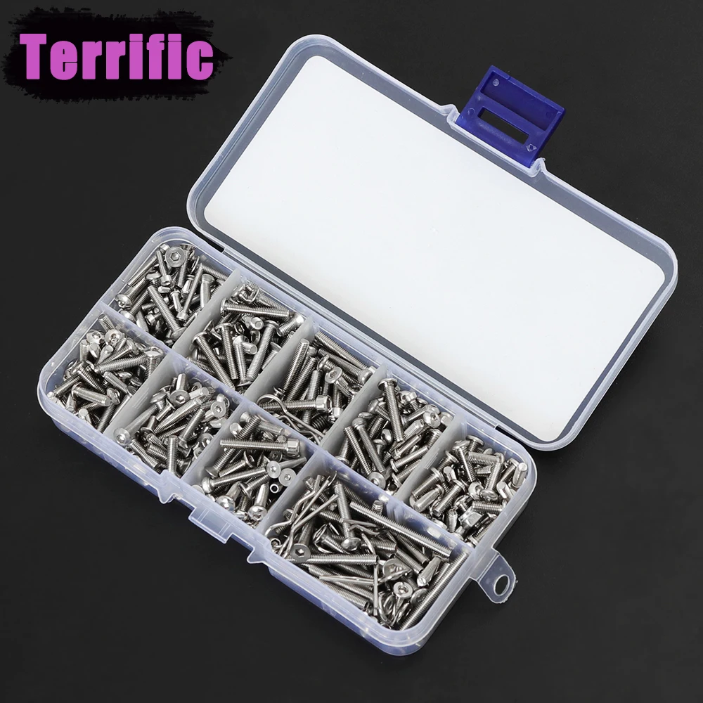 

430pcs Stainless Steel Screw Nut Set Hex Socket Cap/Button/Flat Head Screws for 1/10 RC Crawler Axial SCX10 III 1.9UTB Capra