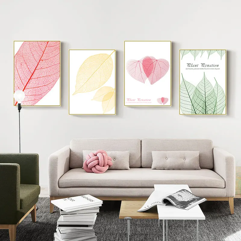 

Watercolor Plant Green Yellow Red Leaves Canvas Painting Poster And Print Nordic Mural Art Deco Picture For Modern Living Room