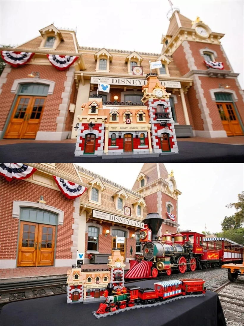 В наличии Disneys железнодорожная станция совместима с 71044 строительными кирпичами
