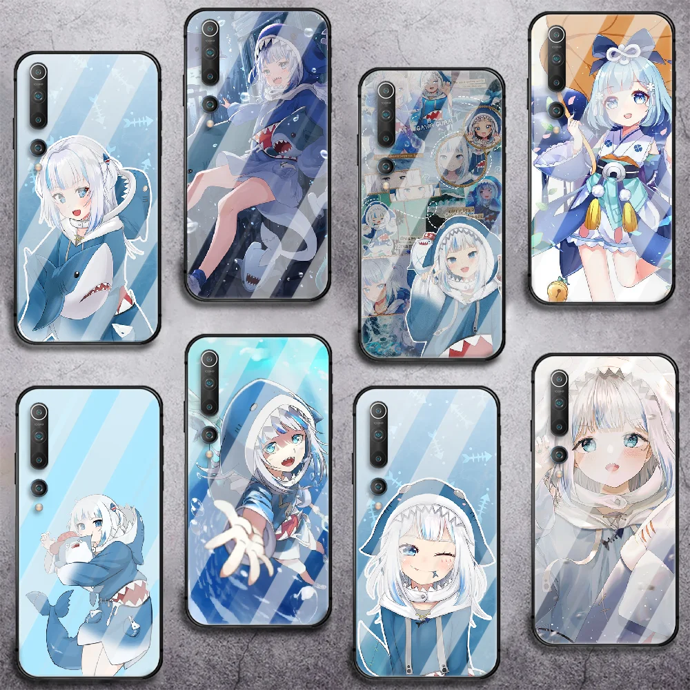 

Gawr Gura shark vtuber anime Tempered Glass Phone Case For Xiaomi Mi 8 9 10 11 T Max Pro Lite Poco F X 2 3 Nfc Ultra Cover Cell