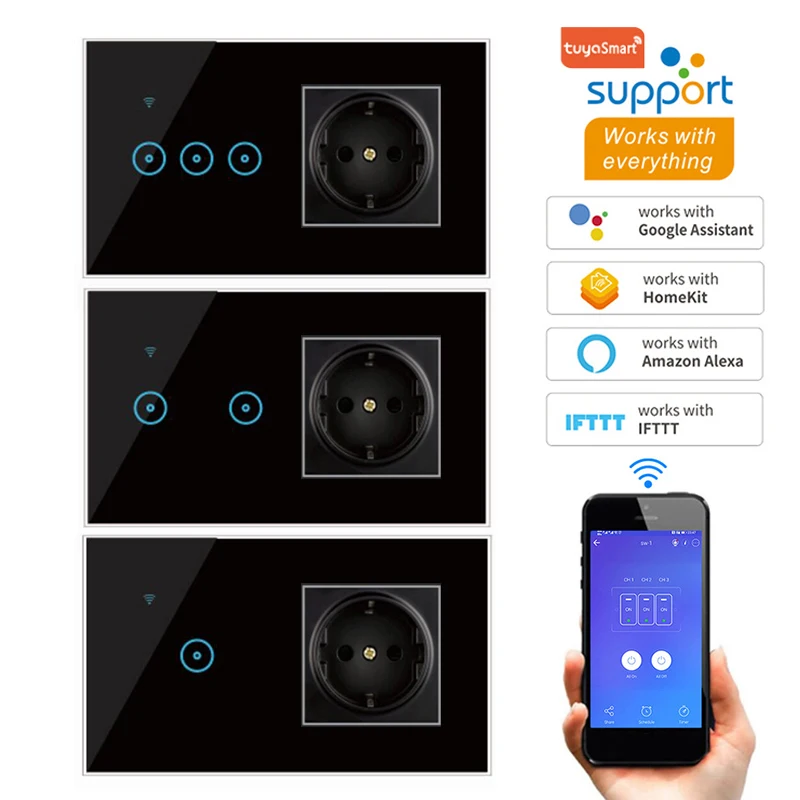 

Умная розетка с Wi-Fi и таймером, 1/2/3 клавиши, 240 В