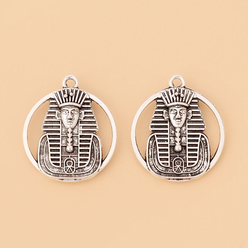 

30pcs/Lot Tibetan Silver Egypt Egyptian Pharaoh King Charms Pendants 2 Sided for Necklace Jewelry Making Accessories