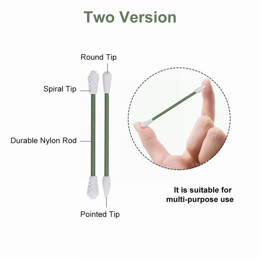 

Hot 2Pcs Reusable Cotton Swab Ear Cleaning Cosmetic Silicone Buds Swabs Sticks Double-headed Recycling For Cleaning Makeup