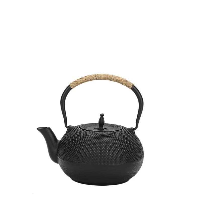 

Cast Iron Teapot 1.2L Pig Iron Old Iron Pot Boiling Water Teapot Hot Creative Black Dot Particle Iron Pot Camp Kitchen Stock