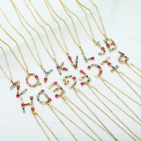 daihe classic gold plated letters pendant necklace women lucky adjustable colorful zircon copper necklace female gift jewelry