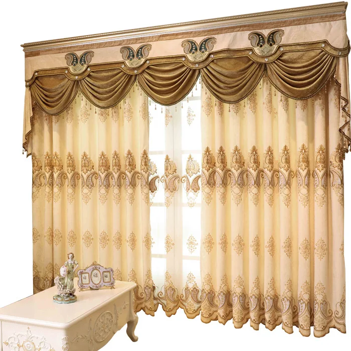 

Curtians for Living Room Bedroom Simple European-Style Embroidered Curtains Left and Right Biparting Open General Pleat