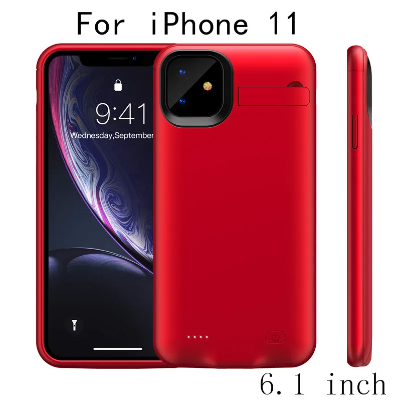 Чехол для зарядного устройства для iPhone 11, тонкий ударопрочный внешний аккумулятор, зарядная крышка для iPhone 11 Pro Max, зарядное устройство, задняя упаковка - Цвет: i11-Red