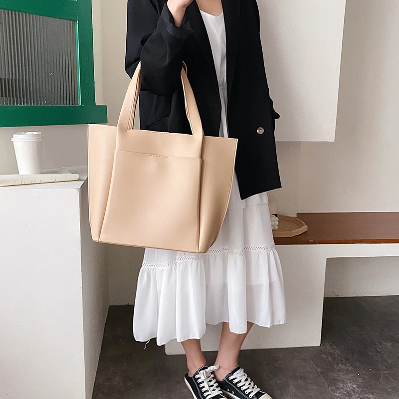 PU Leather Shoulder Bag For Women 2020 New Handbag Big Simple Girls Soft Large Capacity Tote | Багаж и сумки