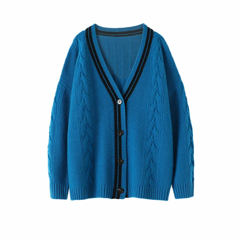 Женский кашемировый кардиган с v-образным вырезом и длинным рукавом |